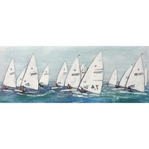 Limited edition etching of boats sailing by artist Valerie Christmas