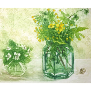 Limited edition etching of spring flowers by artist Valerie Christmas