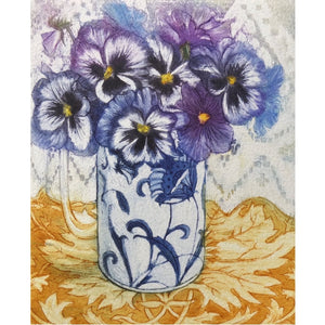 Limited edition etching of pansies by artist Valerie Christmas